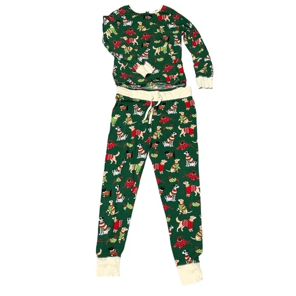 Little Blue House Women’s Green Woofing Christmas Dogs Pajama Set Size L - Picture 3 of 9